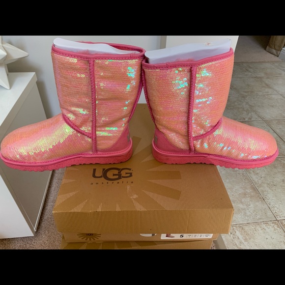 UGG SPARKLES SHORT BOOT PINK SIZE 5 - Picture 4 of 12